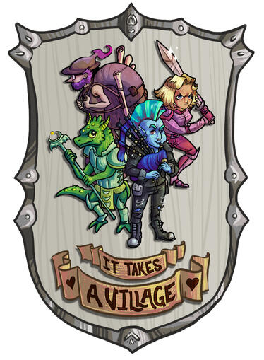 A onesie design! This was built for a friend who was gifting this to another friend, who was having their first baby. The "village" on the design is a bunch of DnD characters the mutual group played in!